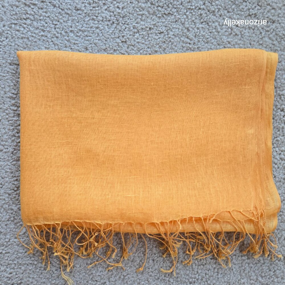 NWOT Linen Scarf Yellow Marigold Egg Yolk - Picture 8 of 9